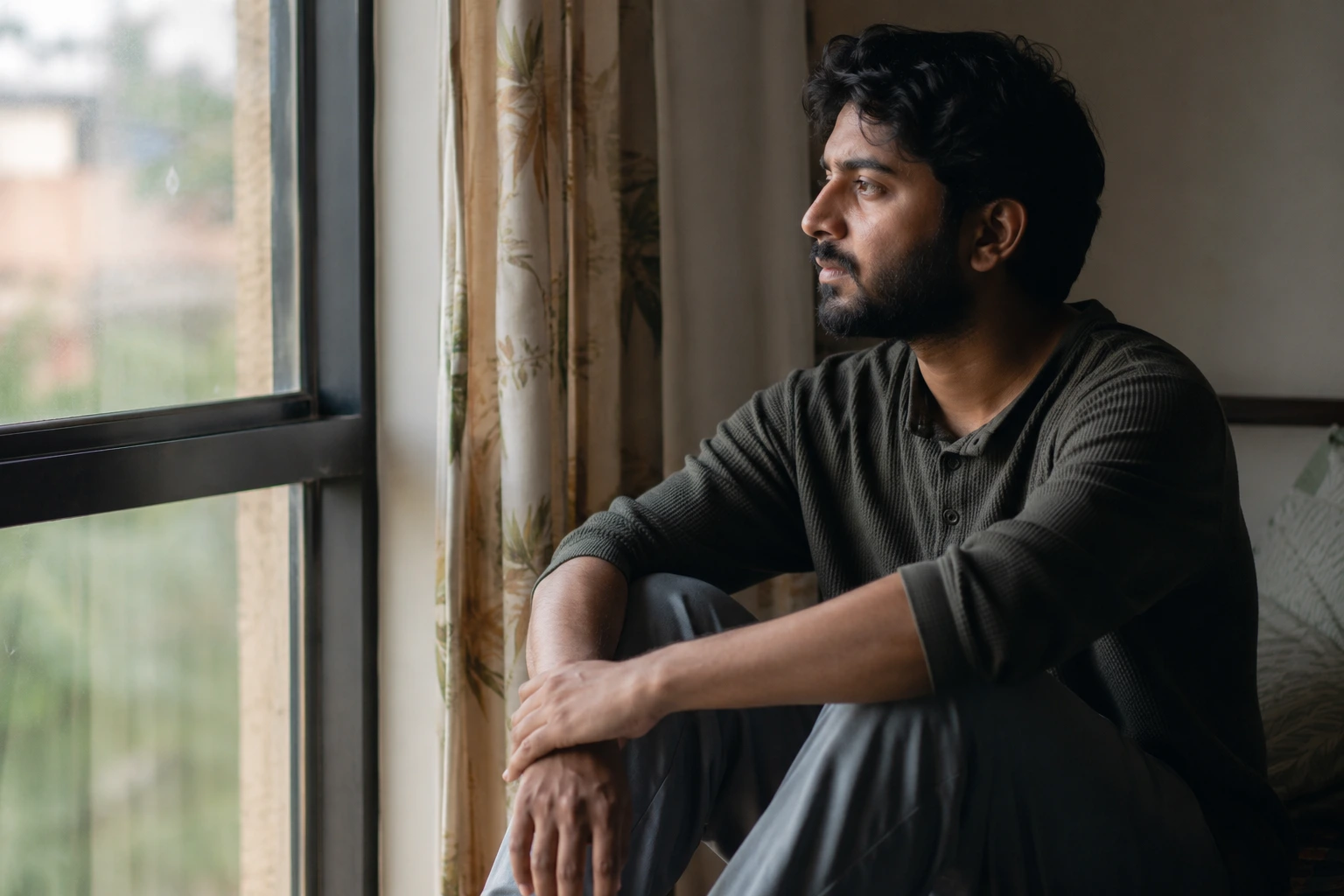 Person experiencing loneliness and subtle signs of anxiety