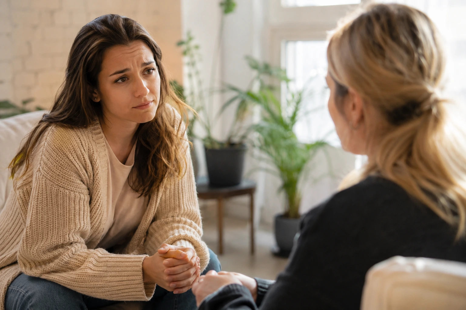 Speaking with a counsellor about emotional well-being and the psychology of happiness