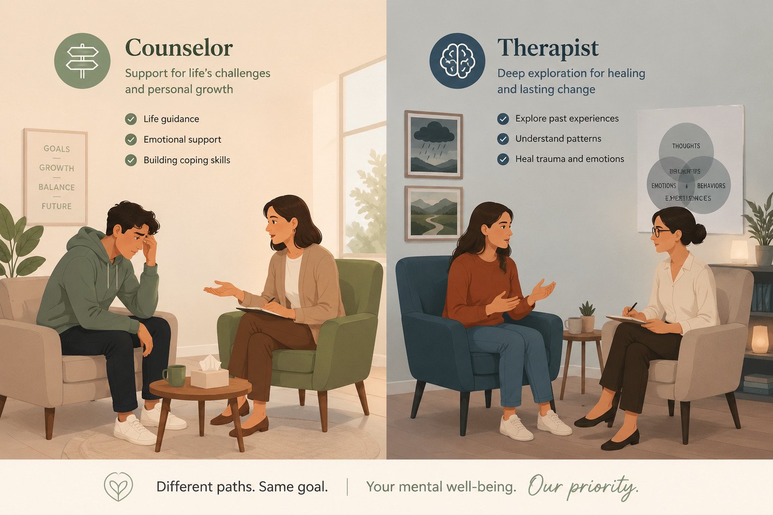 Counselor vs Therapist in India - therapy session