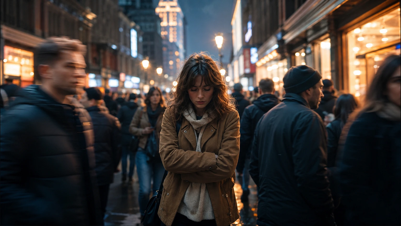 A person standing alone in a crowd, representing what it feels like to be a highly sensitive person